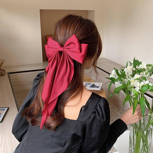 Big bow silk hair clip for woman girls latest fashion hair clips